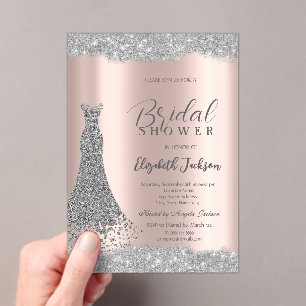 Silver Dress Sparkle Lijst Roos Gold Acryl Uitnodigingen