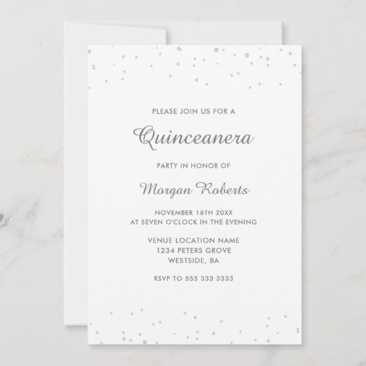 Silver Dress & Tiara Quinceanera 15th Birthday Kaart (Achterkant)