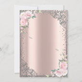 Silver DressTiara, Flowers Roos Gold Quinceañera Kaart (Achterkant)
