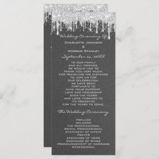Silver Drids Event Wedding Program Formal Grey Programmakaart (Voorkant / Achterkant)