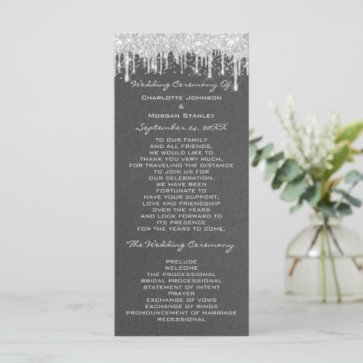 Silver Drids Event Wedding Program Formal Grey Programmakaart (Staand voorkant)