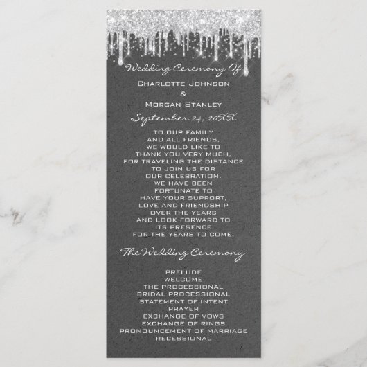 Silver Drids Event Wedding Program Formal Grey Programmakaart (Voorkant)