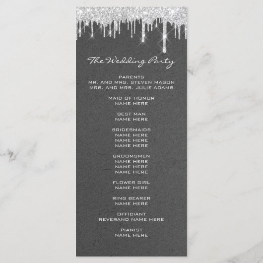 Silver Drids Event Wedding Program Formal Kraft Programmakaart (Achterkant)