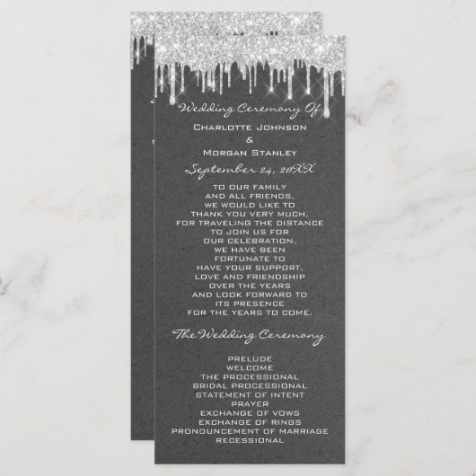 Silver Drids Event Wedding Program Formal Kraft Programmakaart (Voorkant / Achterkant)