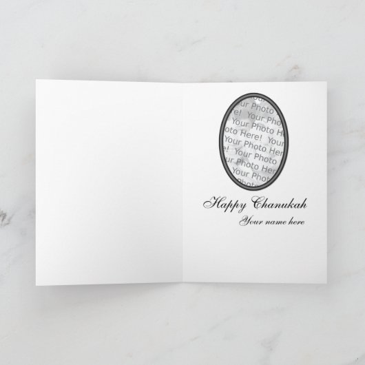 Silver Driedel Chanukah-fotokaart Feestdagen Kaart (Binnen)