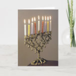 Silver Driedel Chanukah-fotokaart Feestdagen Kaart<br><div class="desc">Verstuur Chanoekaarten met een elegante zilvermenorah met verlichte kaarsen.</div>