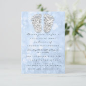 Silver Drift Blue Baby Boy Shower Feet Kaart (Staand voorkant)
