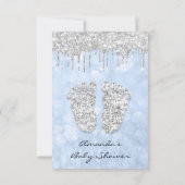 Silver Drift Blue Baby Boy Shower Feet Kaart (Achterkant)