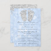 Silver Drift Blue Baby Boy Shower Feet Kaart (Voorkant / Achterkant)