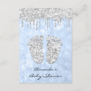 Silver Drift Blue Baby Boy Shower Feet Kaart