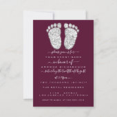 Silver Drift Burgundy Baby Boy Shower Feet Kaart (Voorkant)