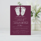 Silver Drift Burgundy Baby Boy Shower Feet Kaart (Staand voorkant)