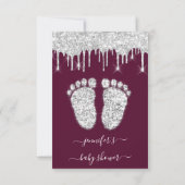 Silver Drift Burgundy Baby Boy Shower Feet Kaart (Achterkant)