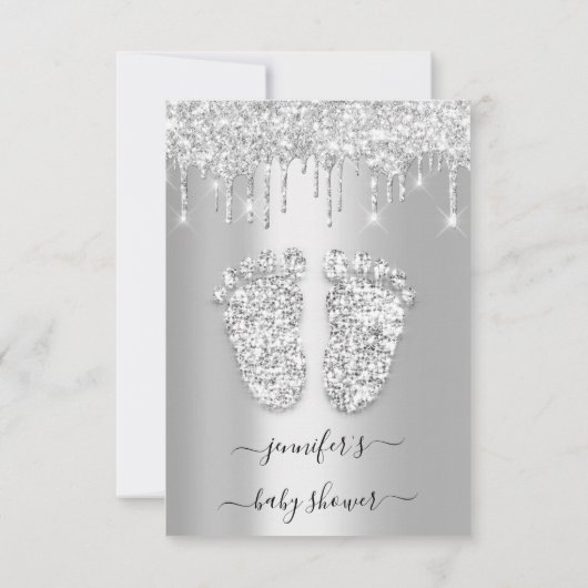Silver Drift Grey Grey Baby Girl Shower Kaart (Achterkant)