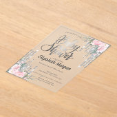 Silver Drift Roos Gold Floral Baby shower Acryl Uitnodigingen (Laagn)