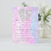 Silver Drift Roze Blue Baby Girl Shower Feet Kaart (Staand voorkant)