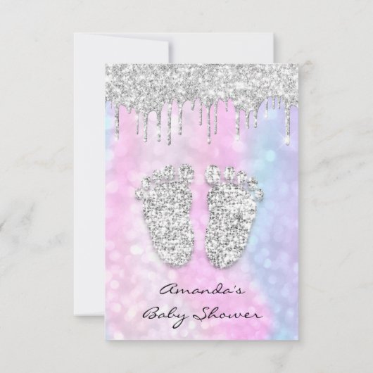 Silver Drift Roze Blue Baby Girl Shower Feet Kaart (Achterkant)