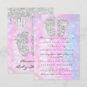 Silver Drift Roze Blue Baby Girl Shower Feet Kaart (Voorkant / Achterkant)