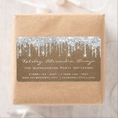 Silver Drip Confetti Bridal Sweet 16th Paper Kraft Etiket (Insitu)