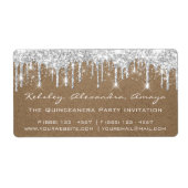 Silver Drip Confetti Bridal Sweet 16th Paper Kraft Etiket (Voorkant)