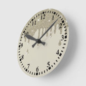 Silver Drip Glitter Effect & Sparkles Ronde Klok (Hoek)