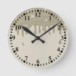 Silver Drip Glitter Effect & Sparkles Ronde Klok
