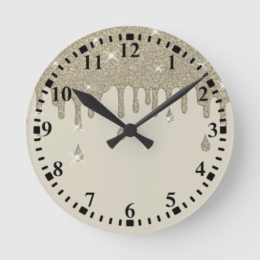 Silver Drip Glitter Effect & Sparkles Ronde Klok (Voorkant)