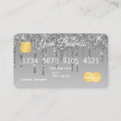 Silver Drip Glitter-look-creditcard Visitekaartje (Voorkant)