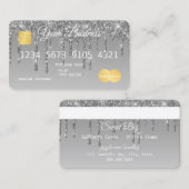 Silver Drip Glitter-look-creditcard Visitekaartje (Voorkant / Achterkant)