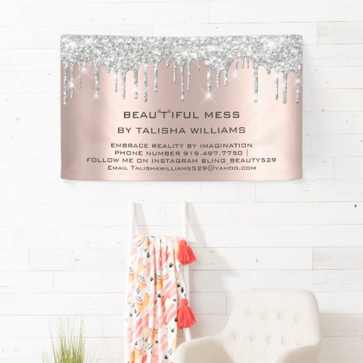 Silver Drip Roos Gold Blush Eyelash Beauful Mess Spandoek (Insitu)