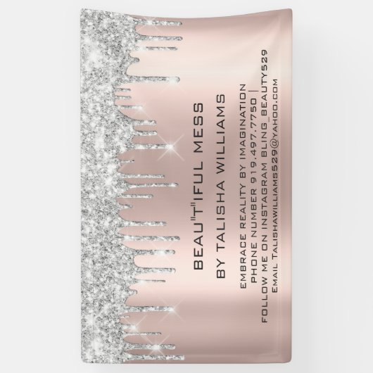 Silver Drip Roos Gold Blush Eyelash Beauful Mess Spandoek (Verticaal)