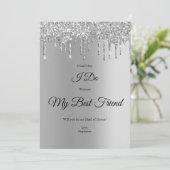 Silver Dripping Glitter Bridal Party Proposal Kaar Kaart (Staand voorkant)