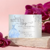 Silver Drips Blue Dress Sweet 16 RSVP-uitnodiging Kaart