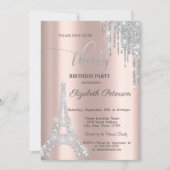 Silver Drips, Diamonds Eiffeltoren 30e verjaardag Kaart (Voorkant)