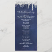Silver Drips Event Wedding Program Formele marine Programmakaart (Achterkant)