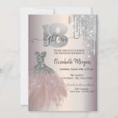 Silver Drips Glitter Chic Dress 18th Birthday Kaart (Voorkant)