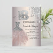 Silver Drips Glitter Chic Dress 18th Birthday Kaart (Staand voorkant)