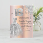 Silver Drips Glitter Dress Roos Gold 18th Birthday Kaart (Staand voorkant)