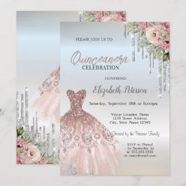 Silver Drips, Jurk Rozen Silver Quinceanera Kaart