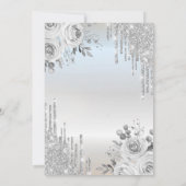 Silver Drips, Jurk Rozen Zwart Quinceanera Kaart (Achterkant)