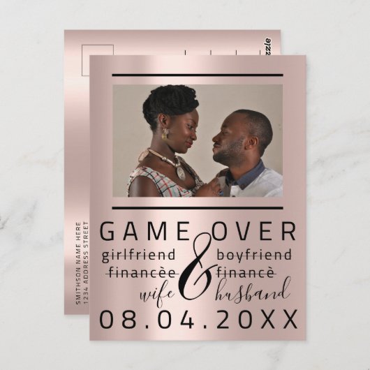 Silver DripsFunny Save the Date Couple Photo Briefkaart (Voorkant / Achterkant)