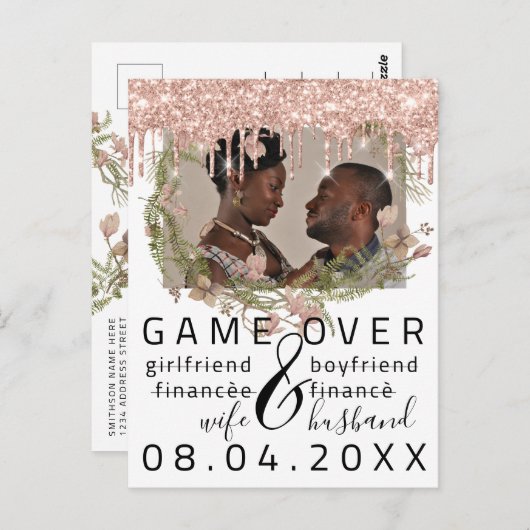 Silver DripsGrappig sparen de Datum Witte Foto Briefkaart (Voorkant / Achterkant)