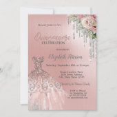 Silver Drivers, Dress Flowers roze Quinceanera Kaart (Voorkant)