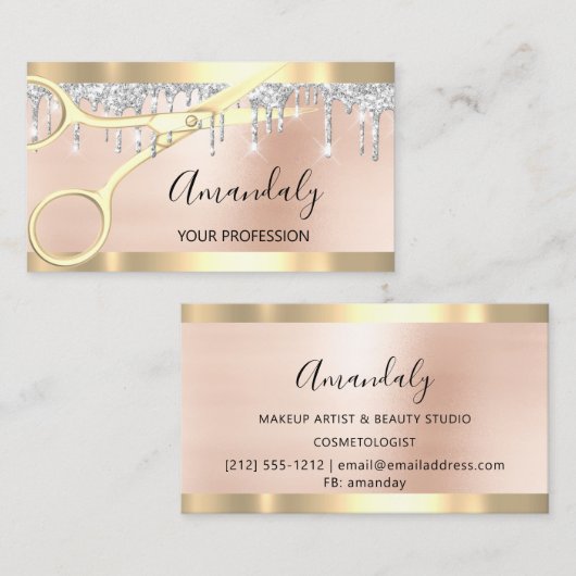 Silver Drivers met coiffeur Gold Scissors Visitekaartje (Voorkant / Achterkant)