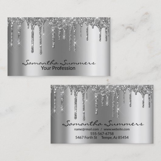 Silver Drivers Metal look Elegant Unieke Custom Visitekaartje (Voorkant / Achterkant)