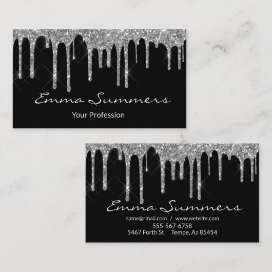 Silver Drivers zwart, elegant uniek, aangepast Visitekaartje (Voorkant / Achterkant)