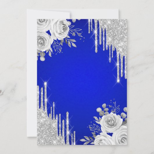 Silver Drives, Dress Rozen Royal Blue Quinceanera Kaart (Achterkant)