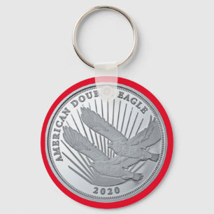 SILVER DUBBELE ELGF-MUNTEN SLEUTELHANGER