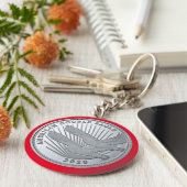 SILVER DUBBELE ELGF-MUNTEN SLEUTELHANGER (Zijkant)