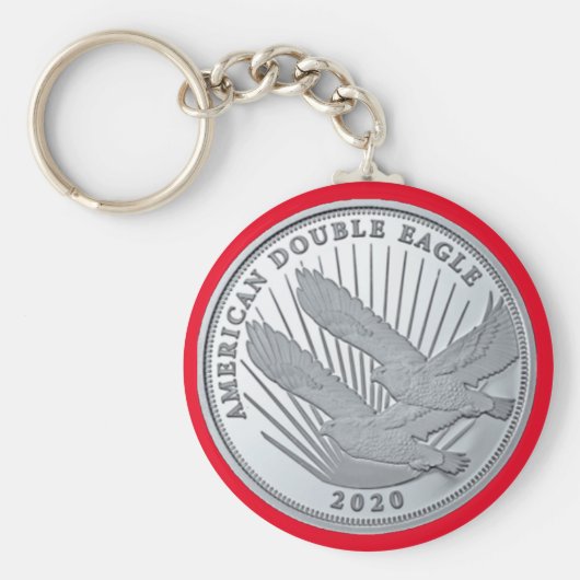 SILVER DUBBELE ELGF-MUNTEN SLEUTELHANGER (Voorkant)